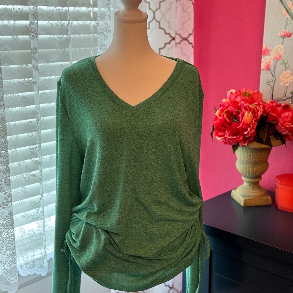 green top with side ties